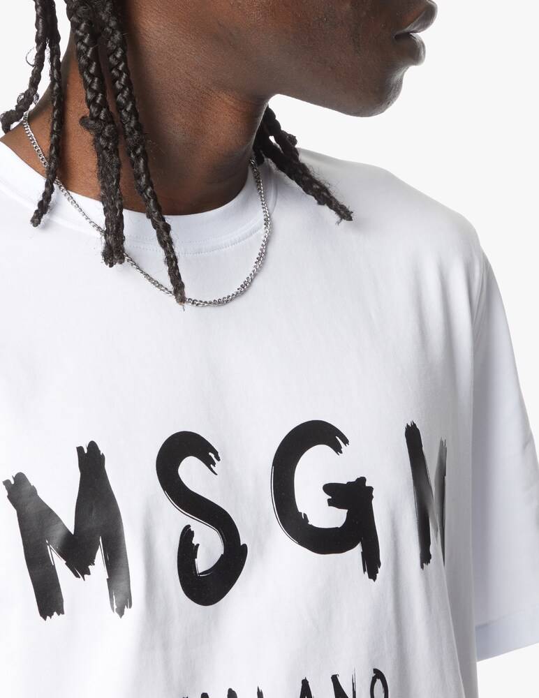 MSGM Maglietta Manica Corta Logo Spray