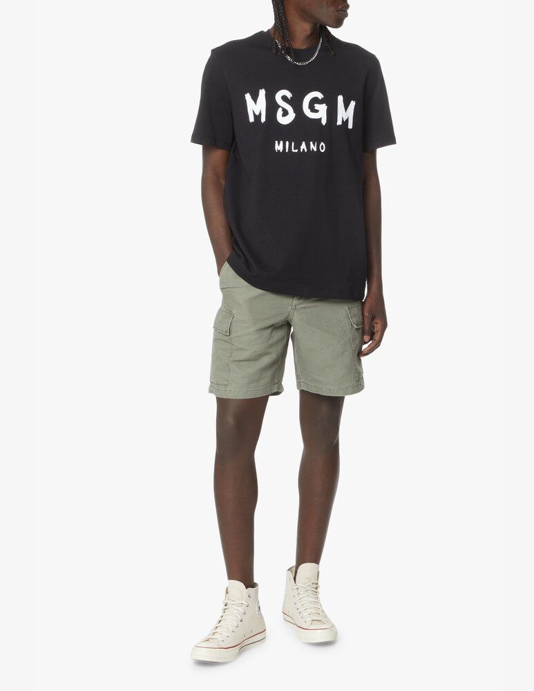 MSGM Maglietta Manica Corta Logo Spray