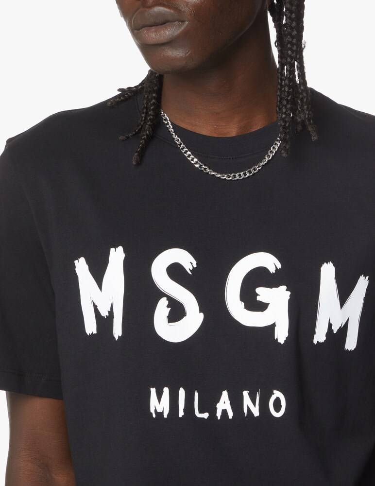 MSGM Maglietta Manica Corta Logo Spray