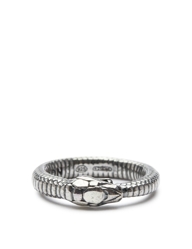 NOVE25 Anello serpente uroboro argentato - argento