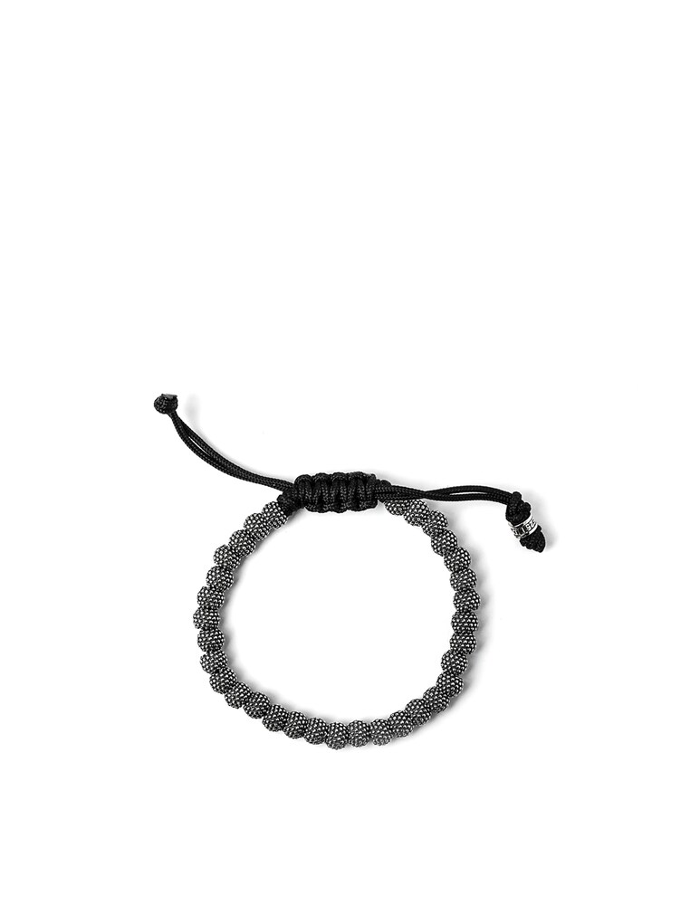 NOVE25 Bracciale Corda Elementi Tondi Puntinati - Argento