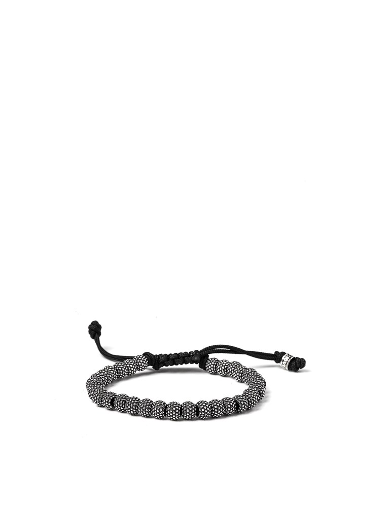 NOVE25 Bracciale corda elementi tondi puntinati - argento
