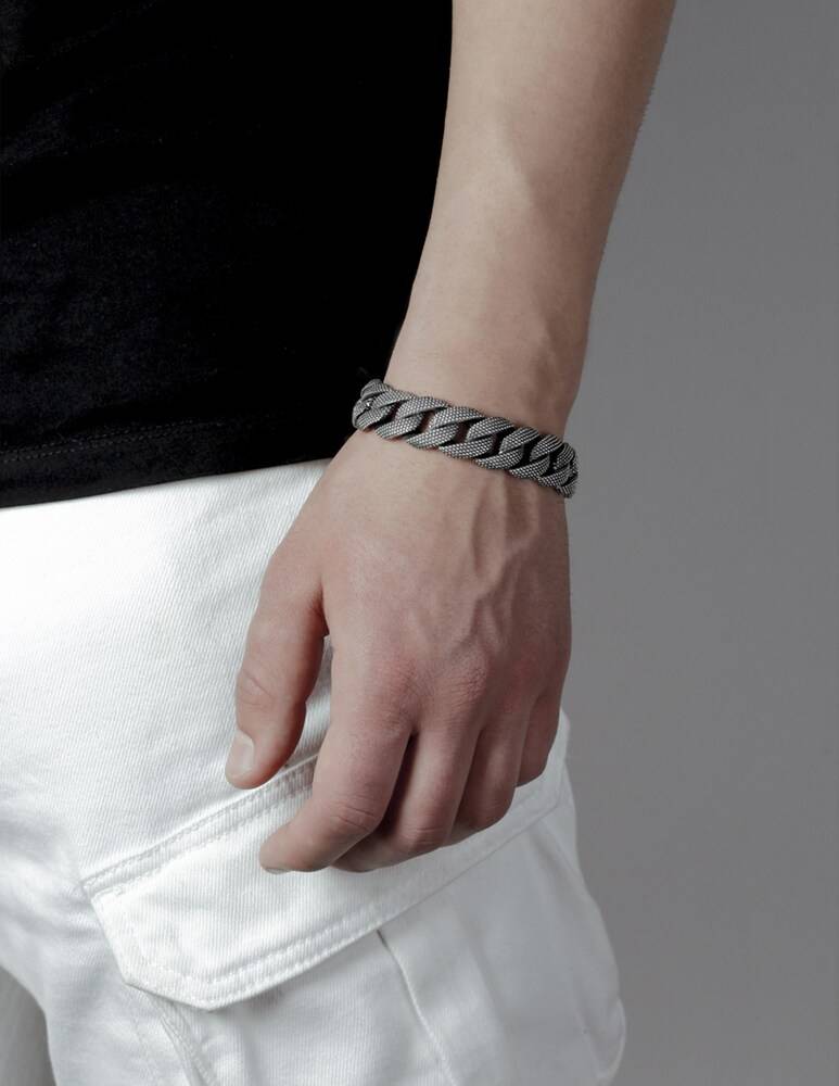 NOVE25 Bracciale Grumetta Puntinata Argentato - Argento