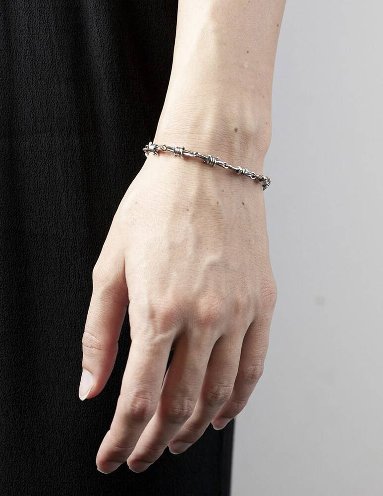 NOVE25 Bracciale Morbido Elementi Filo Spinato - Argento