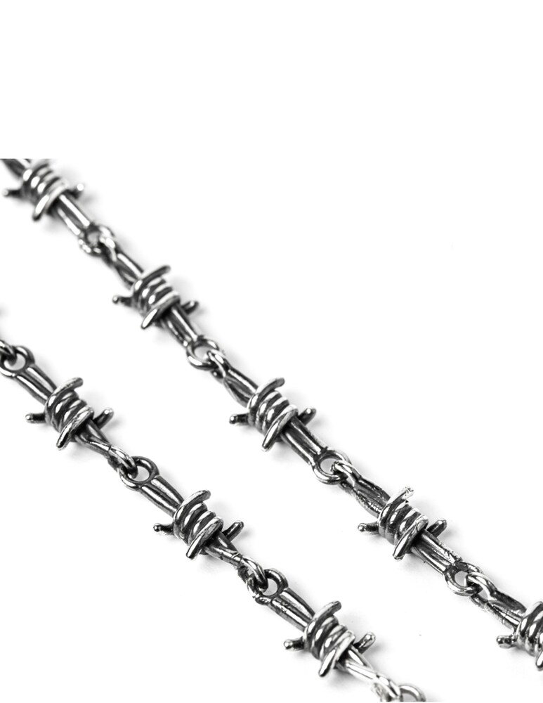 NOVE25 Bracciale morbido elementi filo spinato - argento