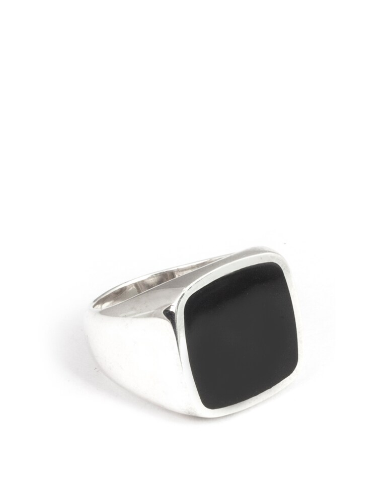 NOVE25 Chevalier quadrato smalto nero - argento