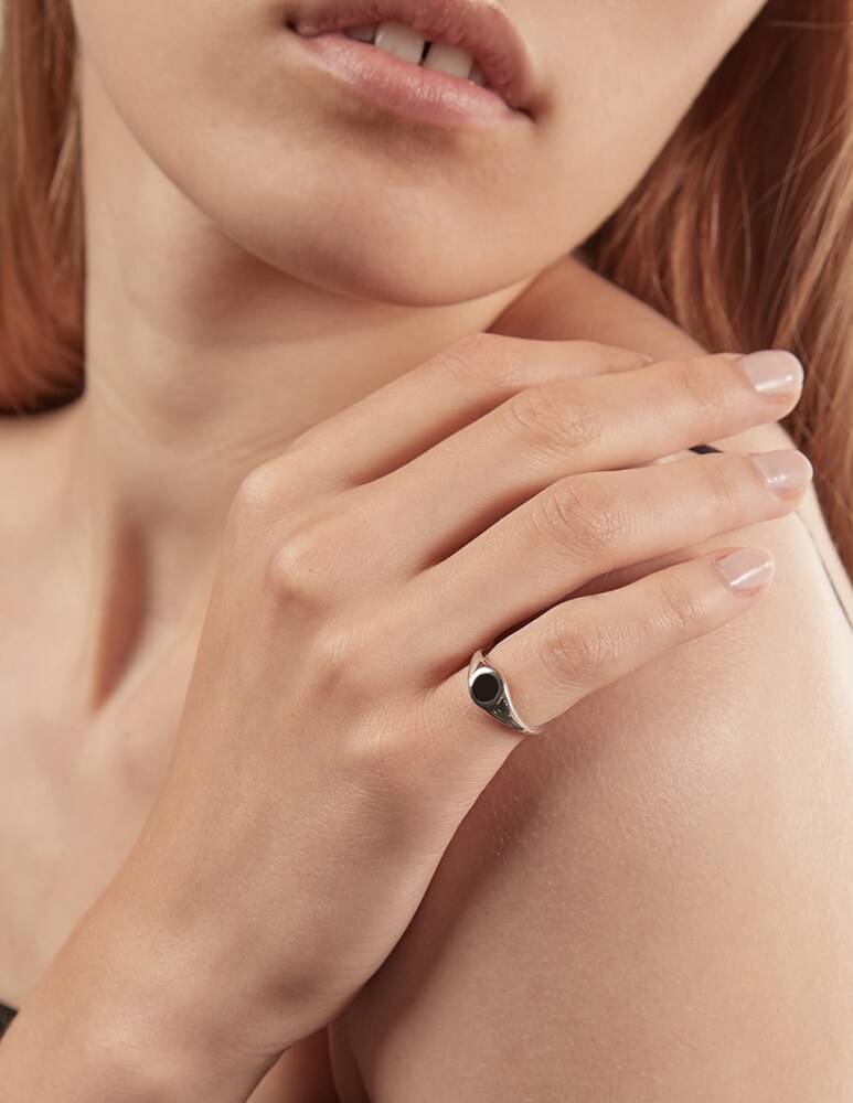 NOVE25 Chevalier Tondo Smalto Nero Mignolo - Argento