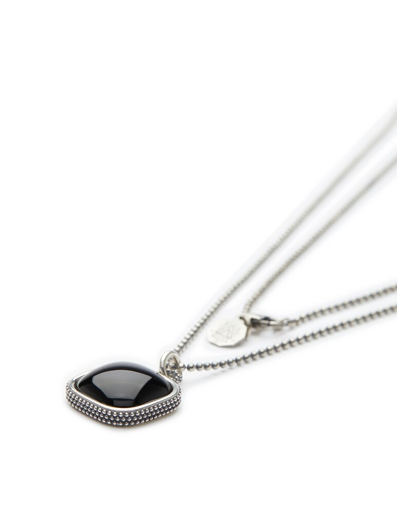 NOVE25 Collana Pendente Quadrato Puntinato Onice S150 L70 - Nero