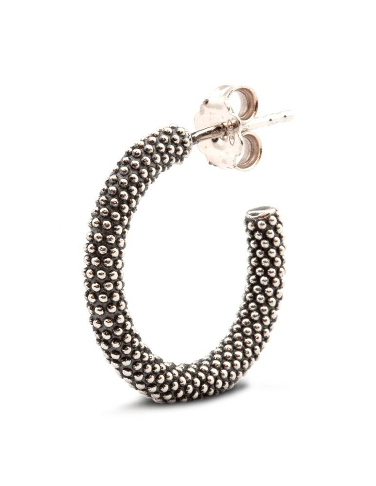 NOVE25 Orecchino Singolo Cerchio Puntinato Medio - Argento