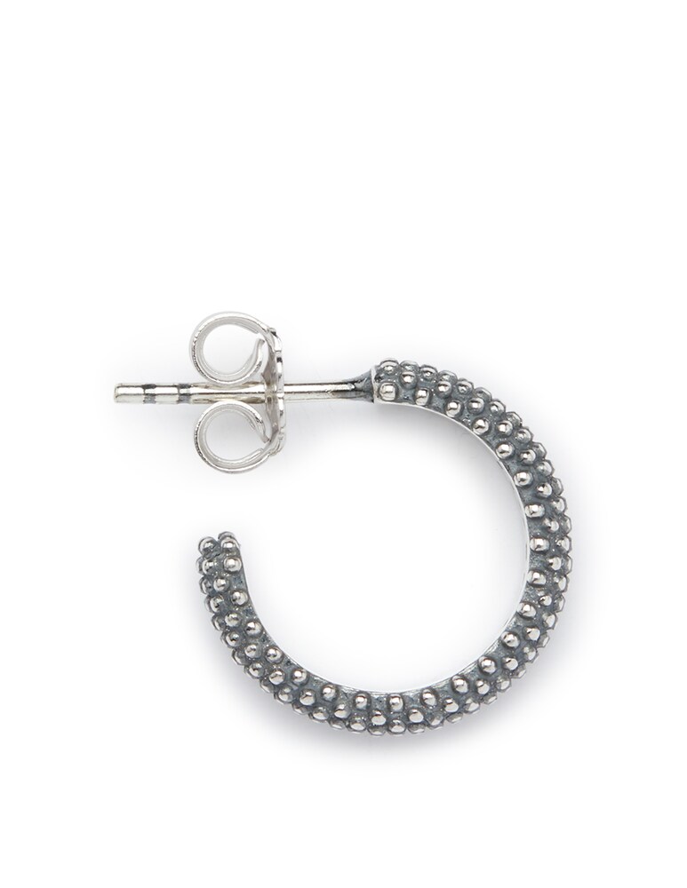 NOVE25 Orecchino singolo cerchio puntinato piccolo - argento