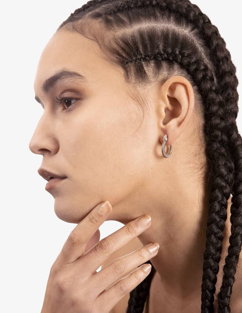 NOVE25 Orecchino Singolo Cerchio Serpente - Argento
