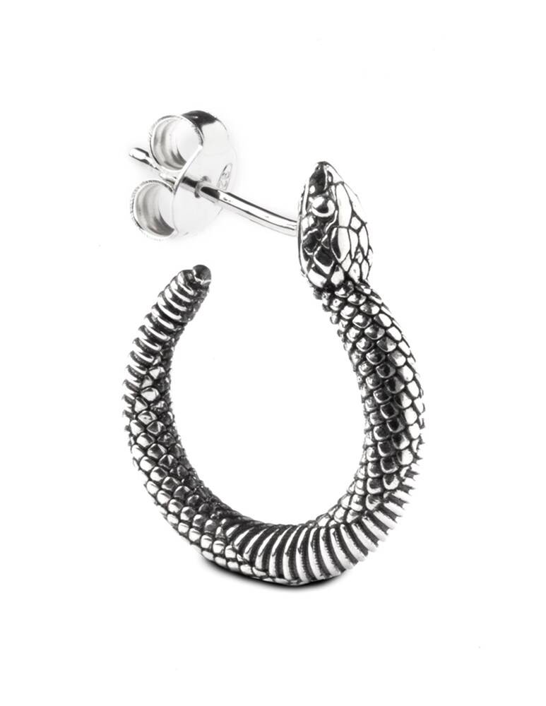NOVE25 Orecchino Singolo Cerchio Serpente - Argento