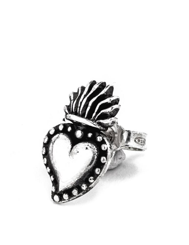 NOVE25 Orecchino singolo cuore ex-voto - argento