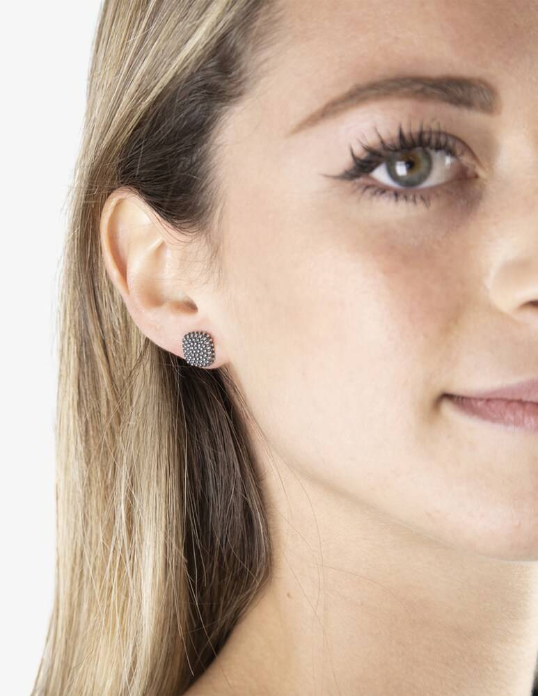 NOVE25 Orecchino Singolo Lobo Quadrato Puntinato - Argento