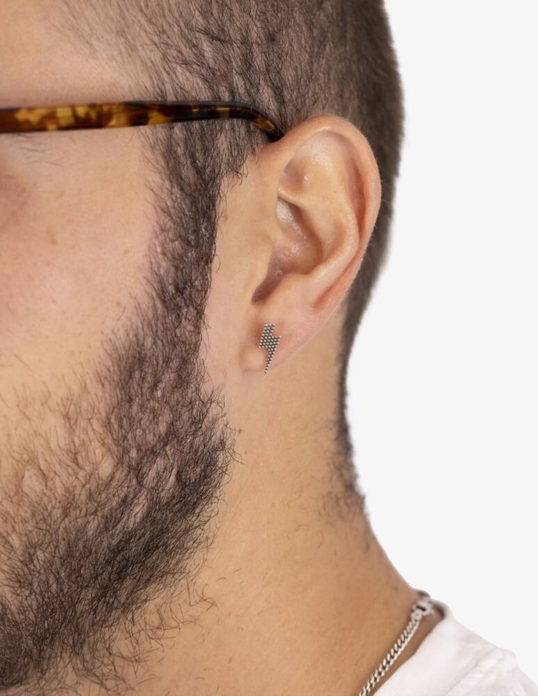 NOVE25 Orecchino Singolo Lobo Saetta Puntinata - Argento