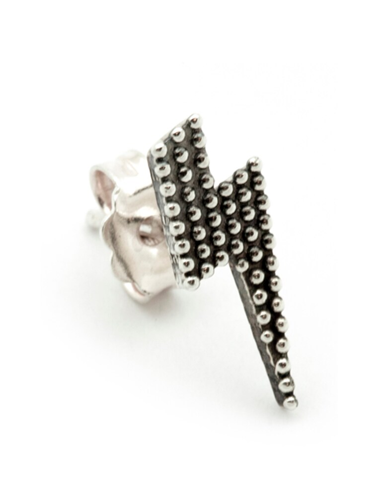 NOVE25 Orecchino Singolo Lobo Saetta Puntinata - Argento