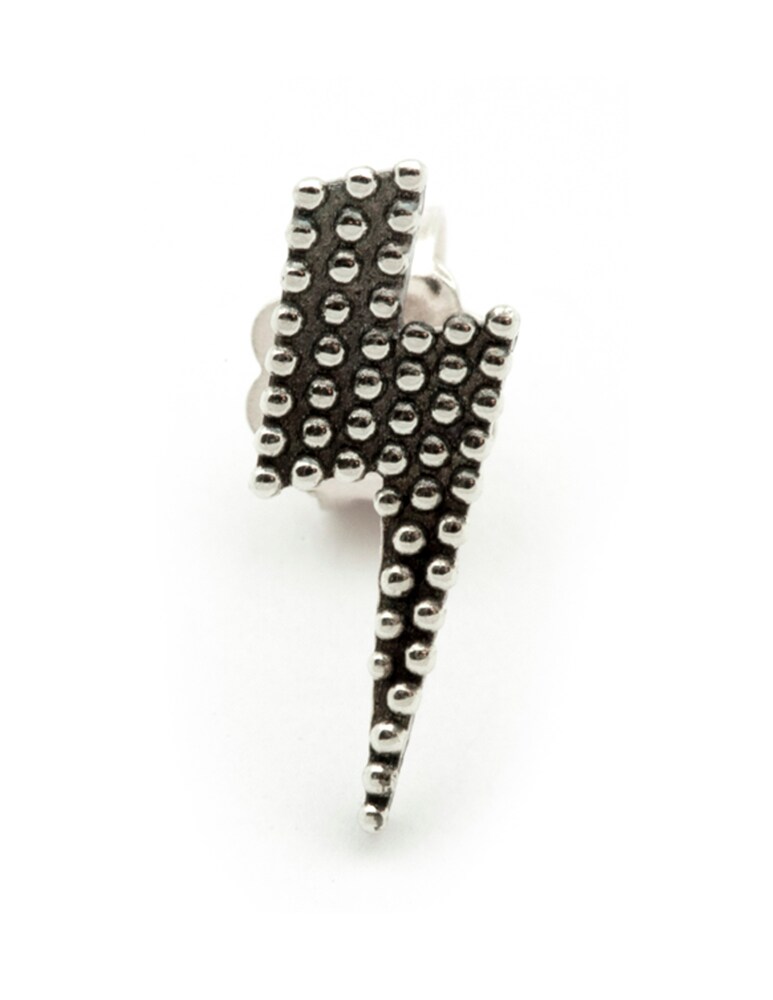 NOVE25 Orecchino singolo lobo saetta puntinata - argento