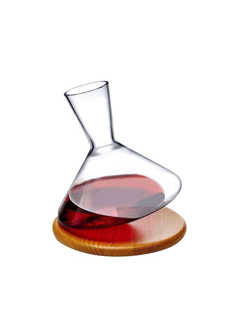 Nude Decanter Balance con base in legno - Trasparente