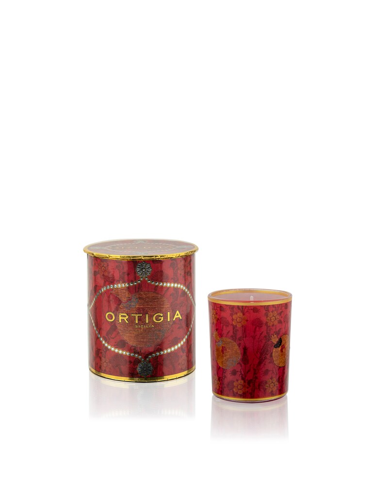 Ortigia Candela Decorata Melograno - Rosso