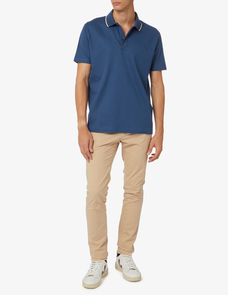 Paul & Shark Polo Manica Corta Tencel Pique Con Logo Ricamato
