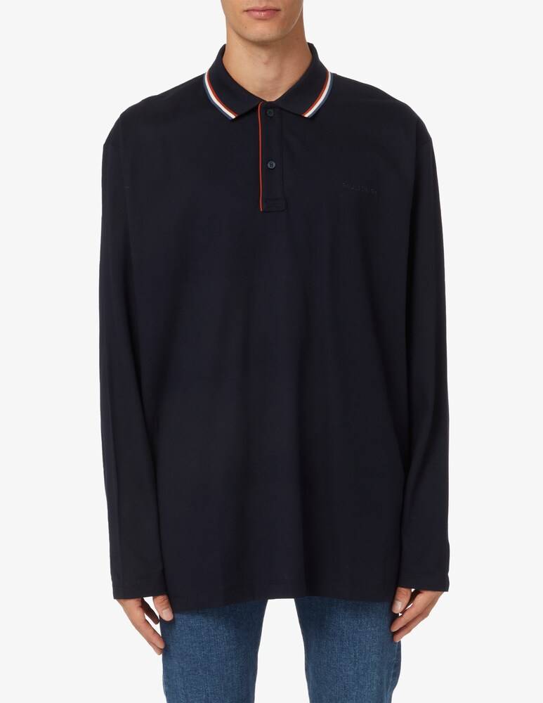 Paul & Shark Polo manica lunga in cotone tencel jersey con logo ricamato