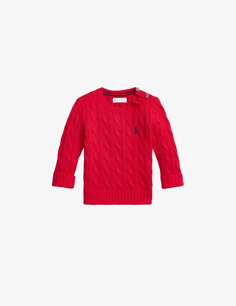 Polo Ralph Lauren Maglione in cotone a trecce - Rosso