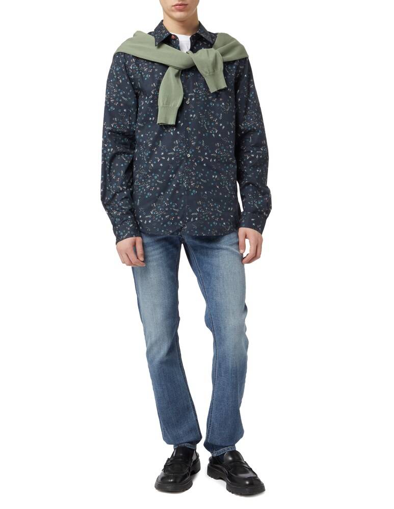 PS Paul Smith Camicia Flower Blue Tailored Fit