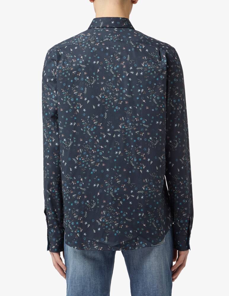 PS Paul Smith Camicia Flower Blue Tailored Fit