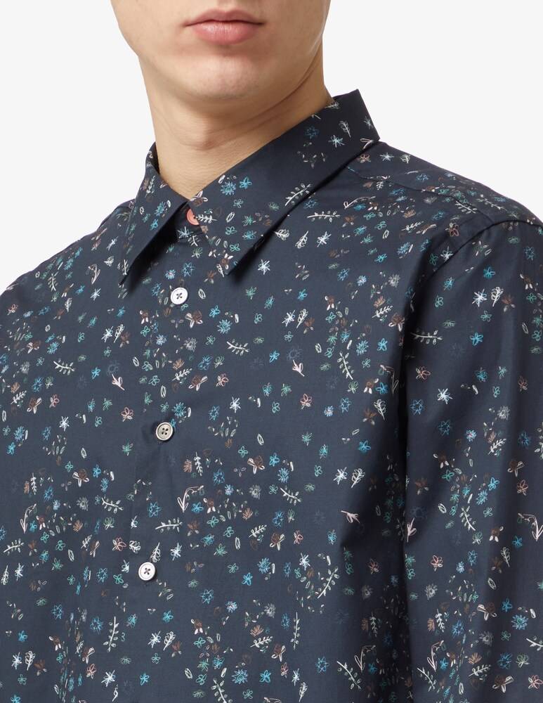PS Paul Smith Camicia Flower Blue Tailored Fit