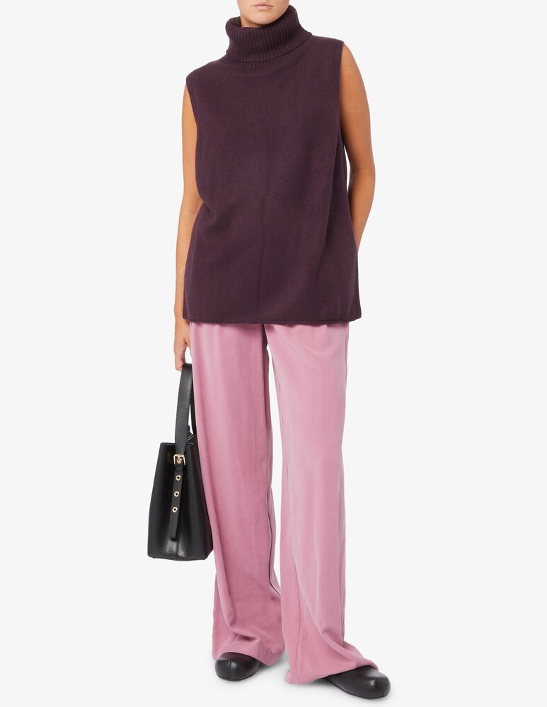 Pure Cashmere Gilet Lungo Collo Alto