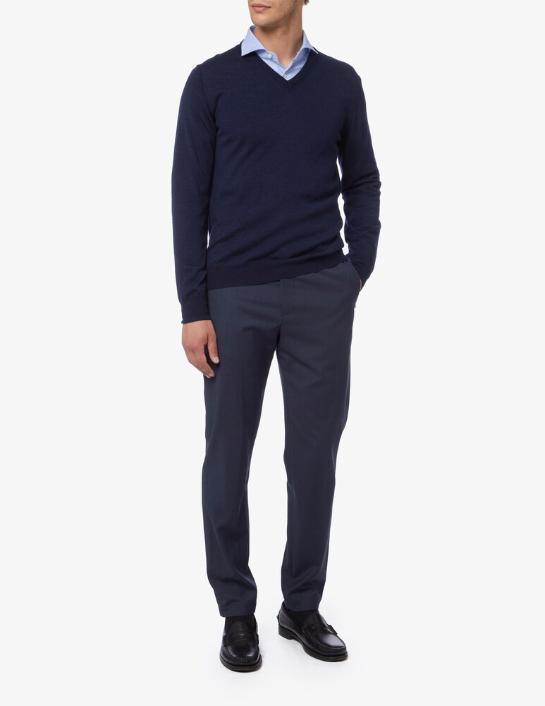 Pure Cashmere Maglia Scollo A V Lana Seta Cashmere