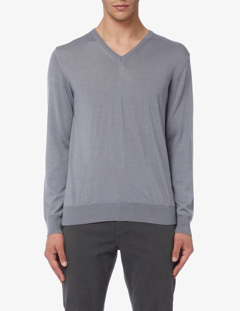 Pure Cashmere Maglia scollo a v lana seta cashmere