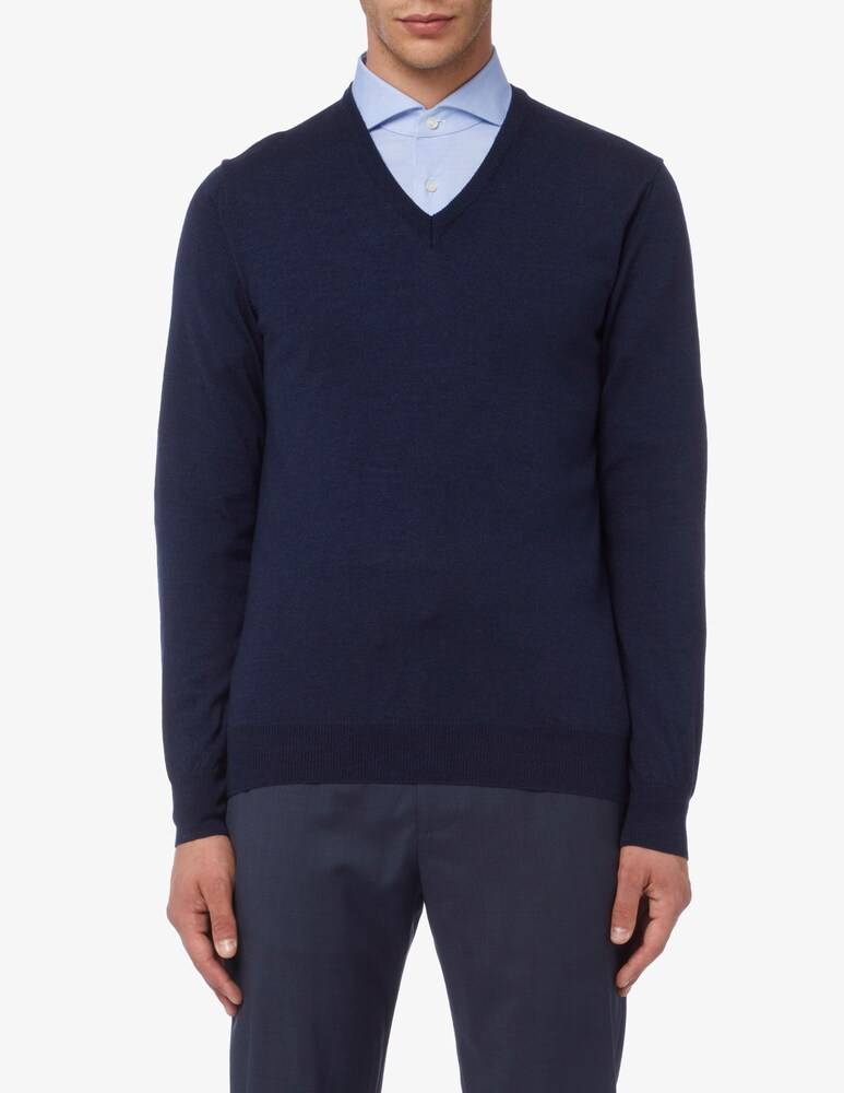 Pure Cashmere Maglia scollo a v lana seta cashmere