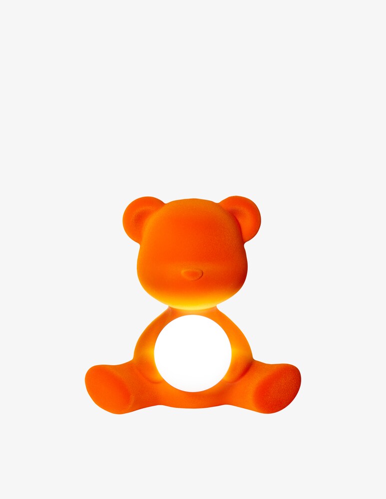 Qeeboo Lampada Teddy Girl Vellutata Arancio