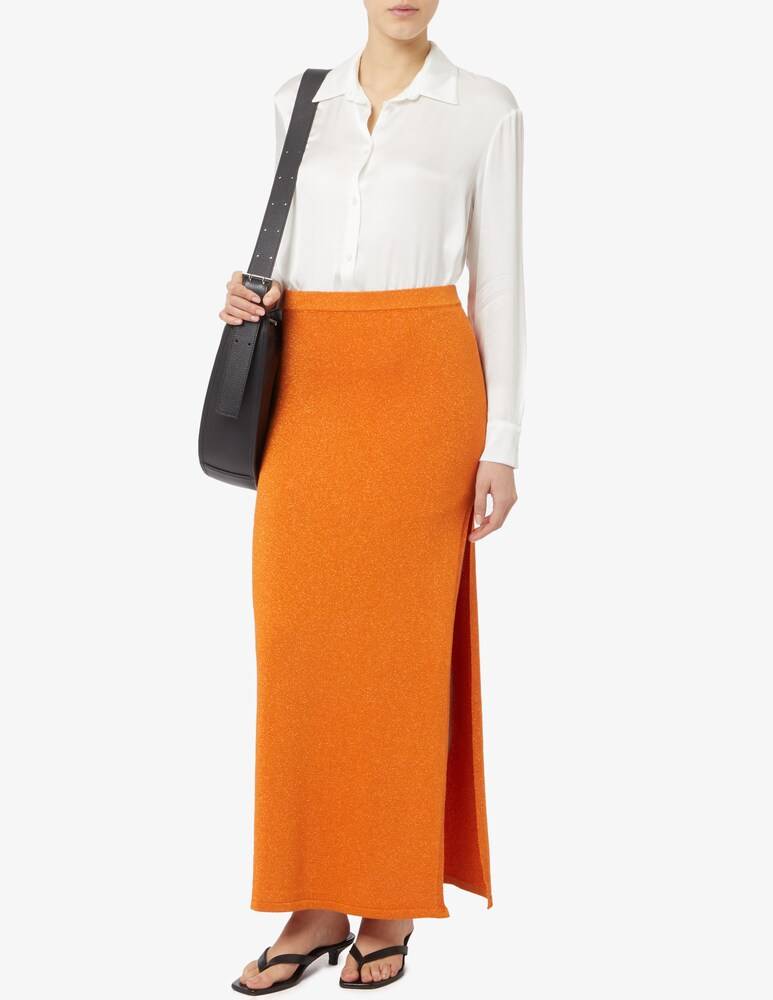 Rinascente Collection Pink Label Gonna Maxi In Lurex Con Spacco
