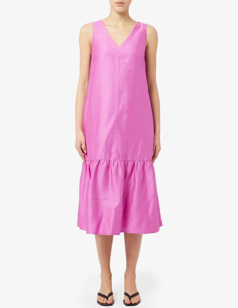 Rosso35 Vestito lungo senza maniche con balza