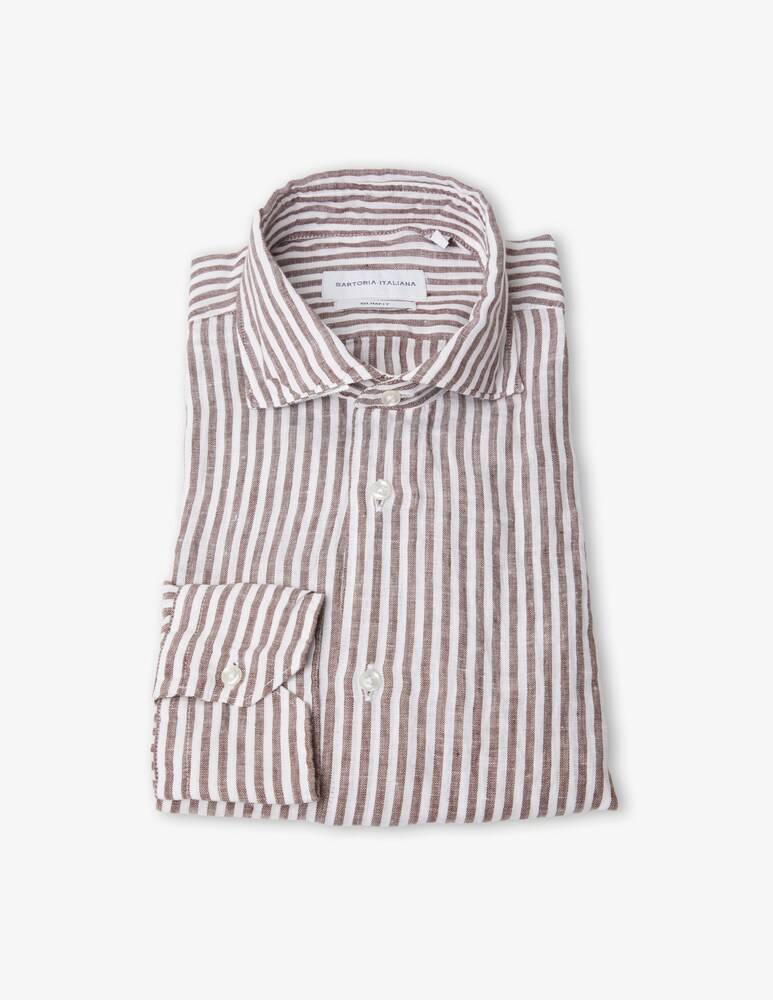 Sartoria Italiana Camicia lino bastonetto slim collo francese