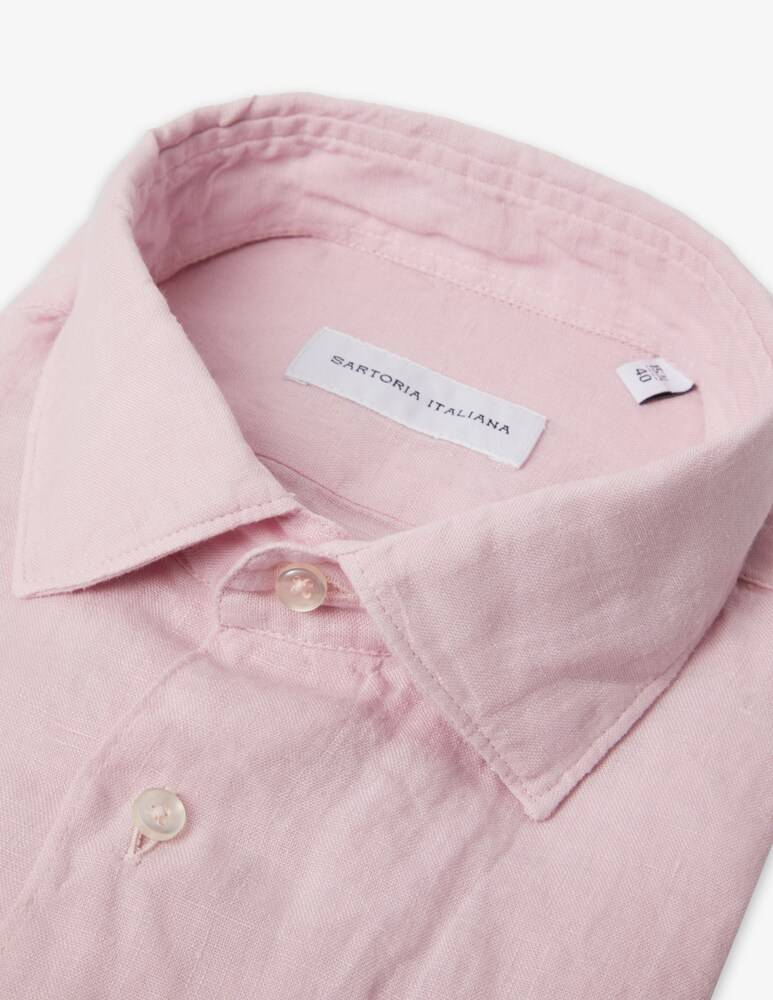 Sartoria Italiana Camicia Lino Reg Alamari Collo Milano