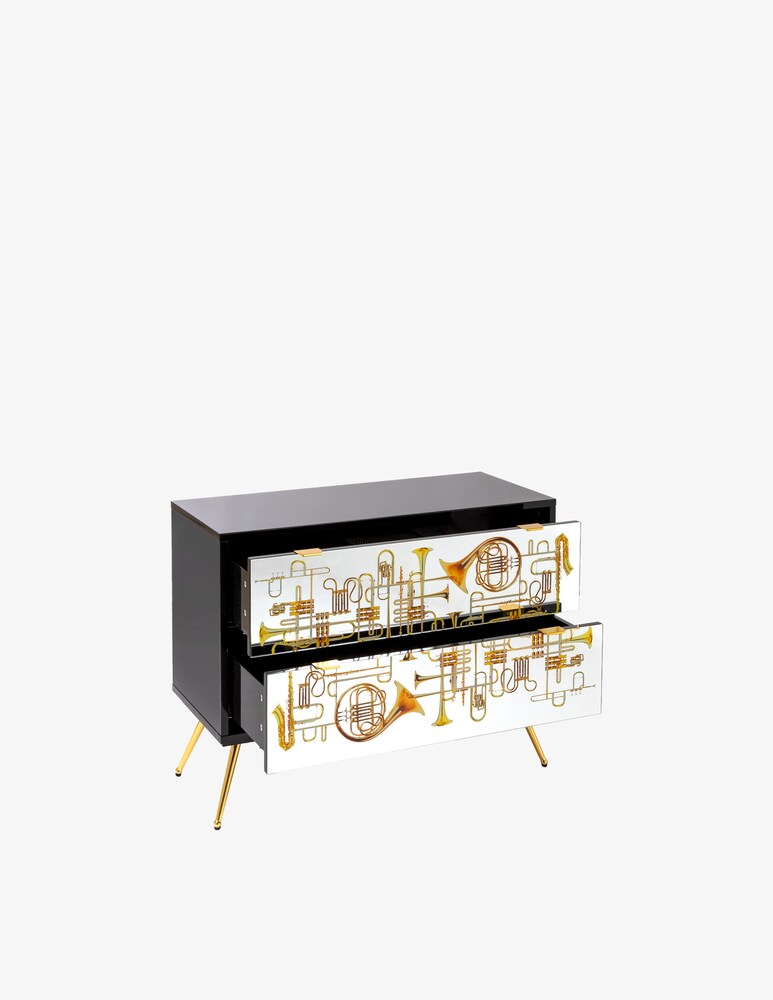 Seletti Cassettiera 2 Cassetti "Toiletpaper Home" Trumpets - Nero