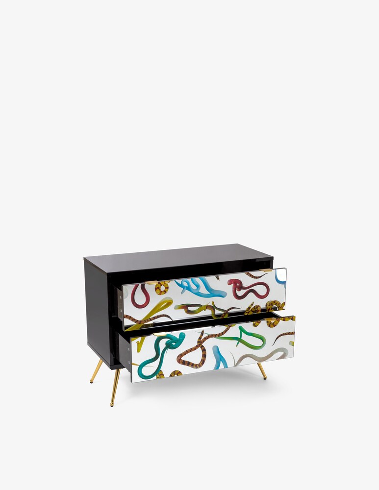 Seletti Cassettiera 2 Cassetti "Toiletpaper" Snakes - Multicolor