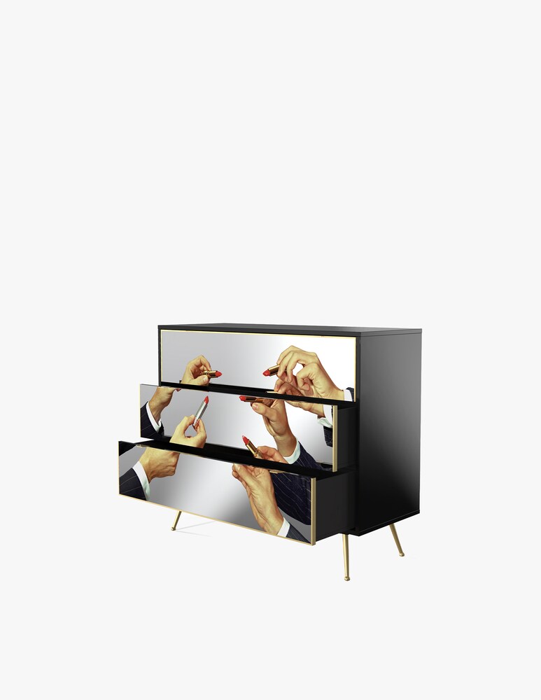 Seletti Cassettiera 3 Cassetti "Toiletpaper" Lipsticks - Argento