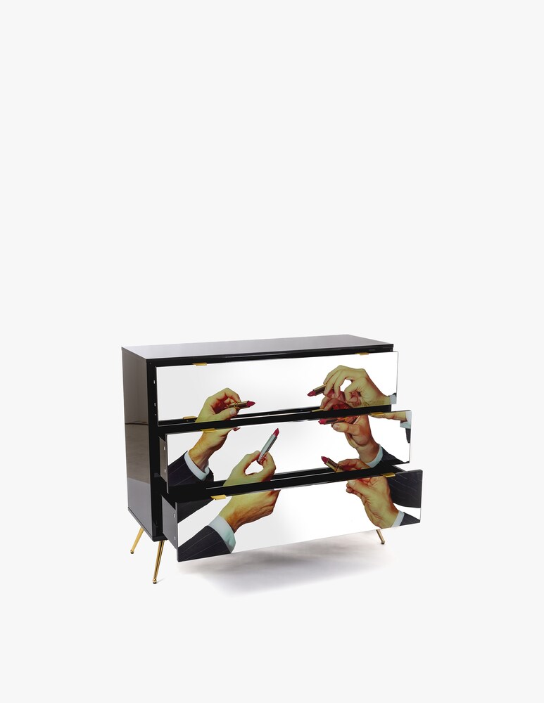 Seletti Cassettiera 3 Cassetti "Toiletpaper" Lipsticks - Argento
