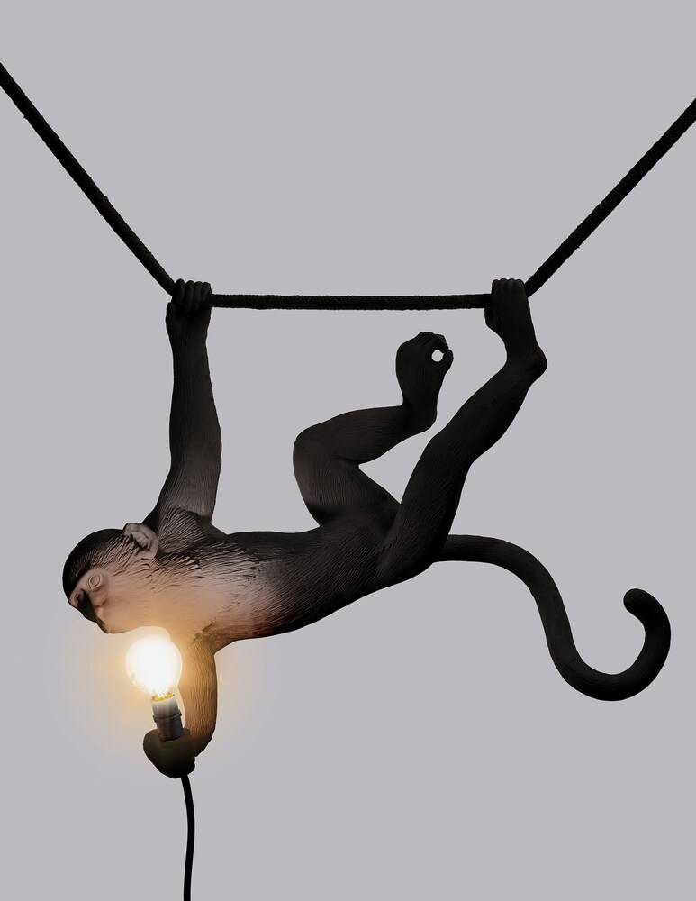Seletti Lampada "Monkey Lamp-Outdoor-Black" Swing - Nero