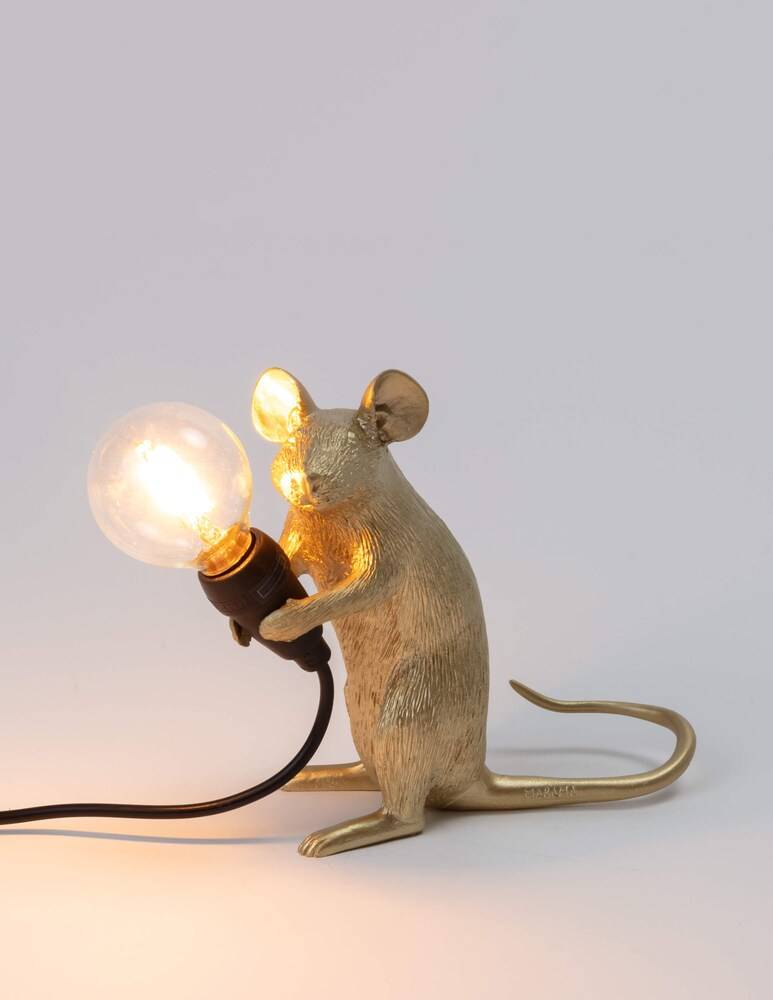 Seletti Lampada "Mouse Lamp Mac-Gold" Seduto Usb - Oro