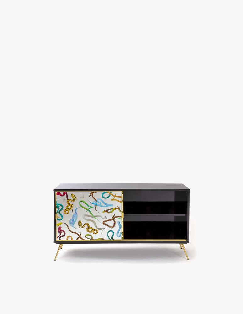 Seletti Mobile Con 2 Ante "Toiletpaper" Snakes - Argento