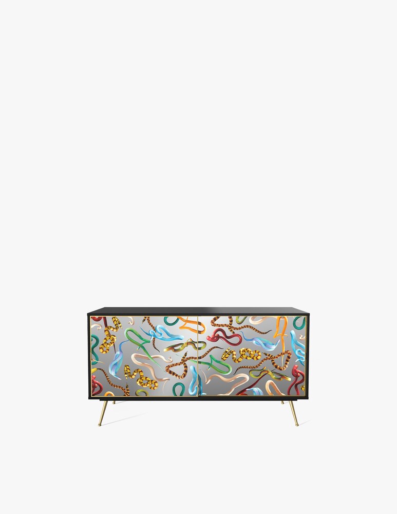 Seletti Mobile Con 2 Ante "Toiletpaper" Snakes - Argento
