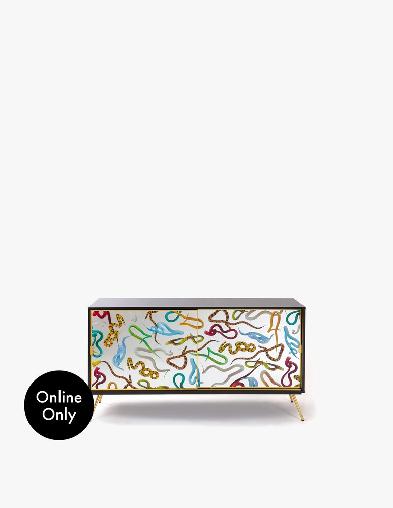 Seletti Mobile Con 2 Ante "Toiletpaper" Snakes - Argento