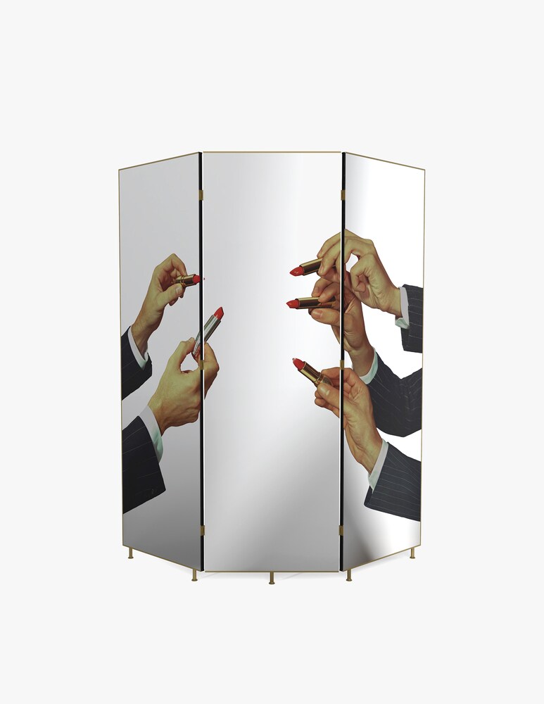 Seletti Paravento A 3 Ante "Toiletpaper" Lipsticks - Argento