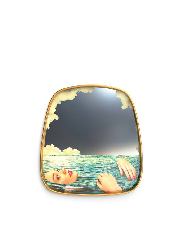 Seletti Specchio Con Cornice Legno "Toiletpaper" Sea Girl - Multicolor