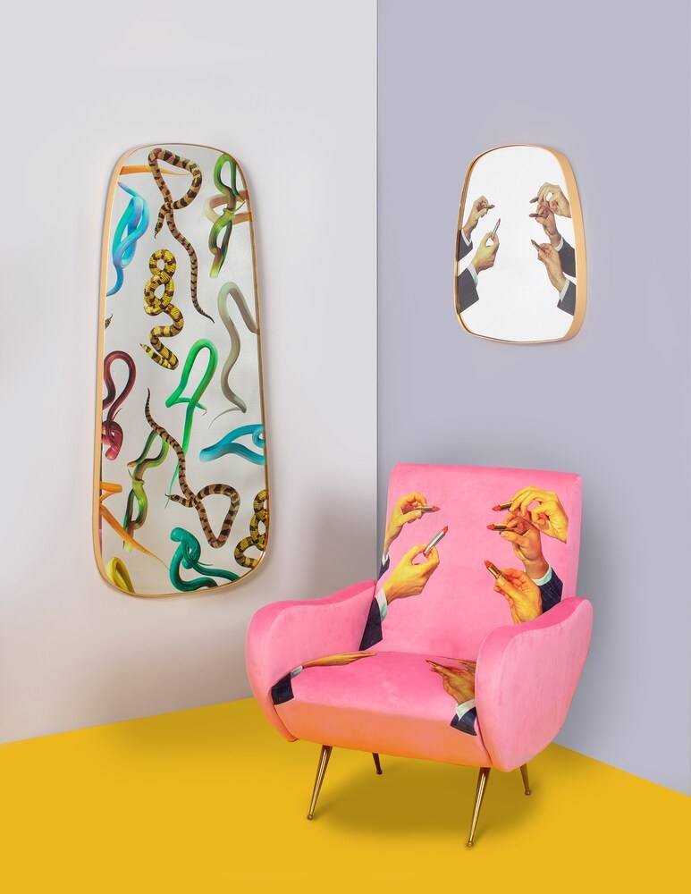 Seletti Specchio Con Cornice Legno "Toiletpaper" Tongue - Multicolor